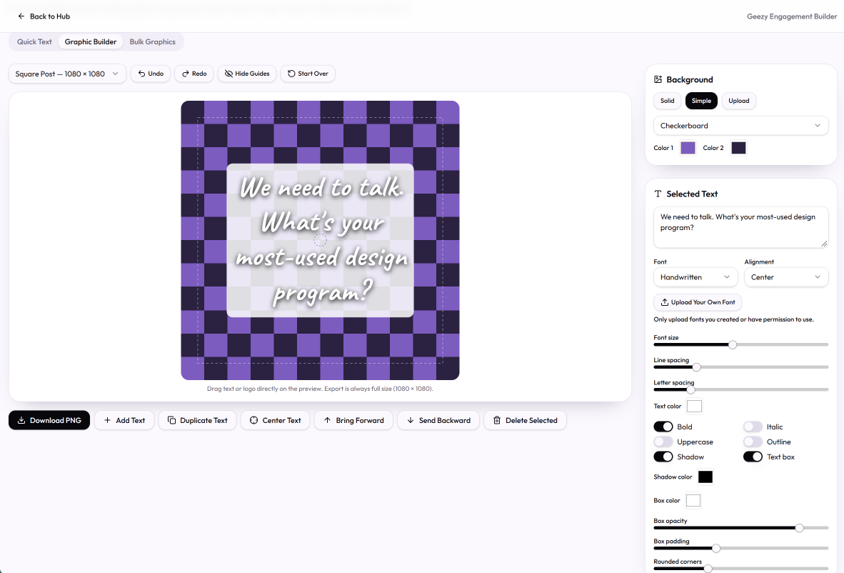 Geezy Engagement Builder – Social Media Post & Graphic Tool
