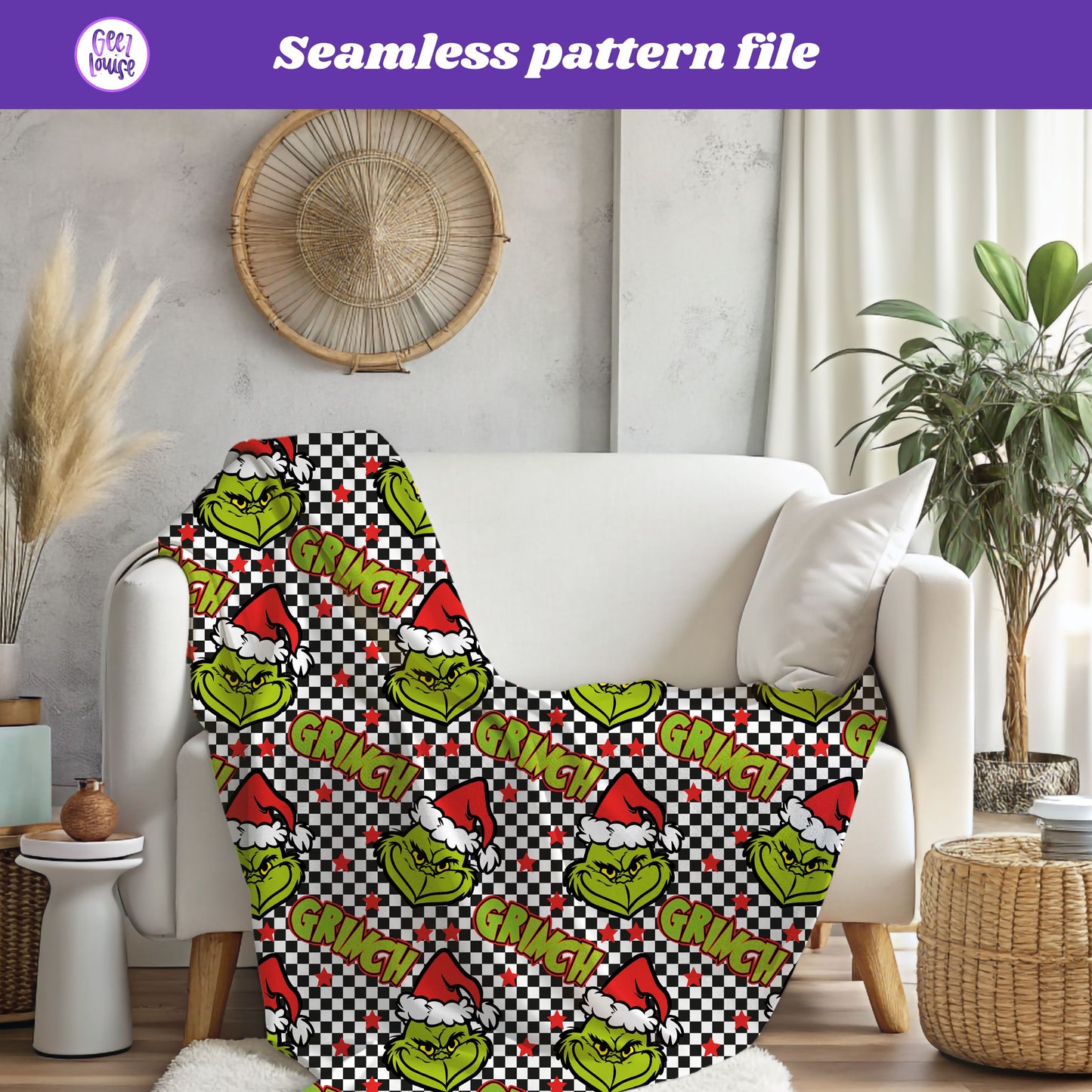 Gman Christmas Seamless Digital Paper | Checkerboard Holiday PNG