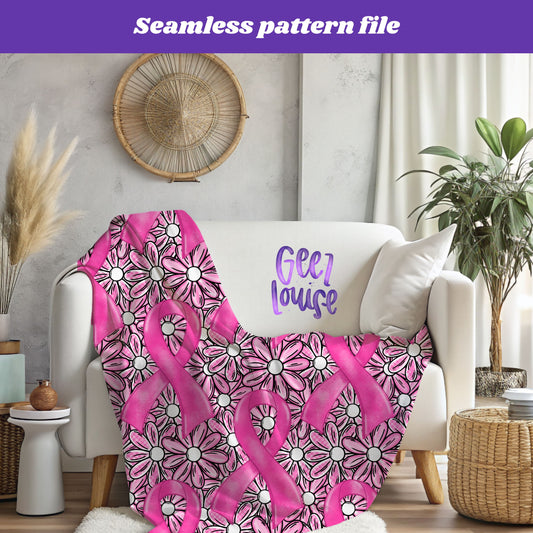 Strength in Flowers – Breast Cancer Awareness Seamless Digital Paper