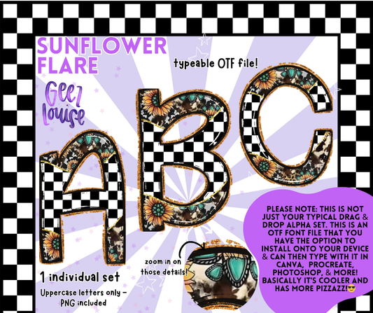 Sunflower Flare OTF Font + PNG Alpha Set
