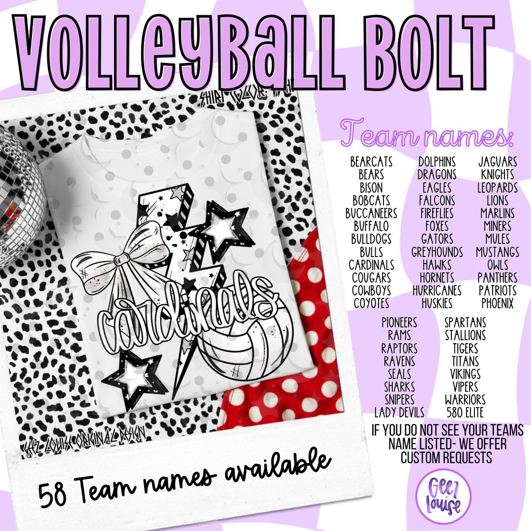 Volleyball Bolt  – Team Spirit – Digital Download (Multiple Teams)
