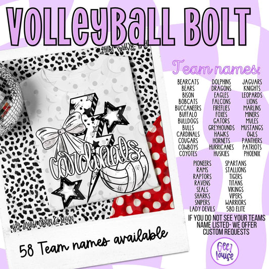 Volleyball Bolt  – Team Spirit – Digital Download (Multiple Teams)