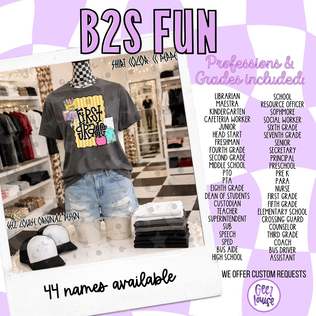 B2S Fun Design – Teacher & Grade Level PNG