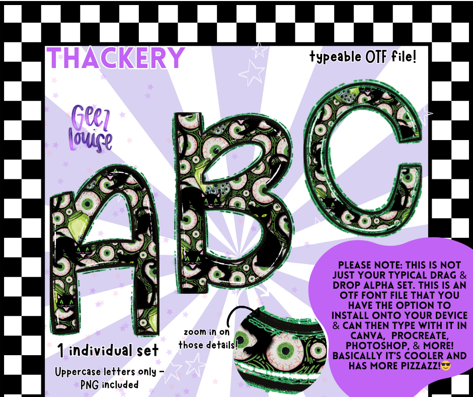 Thackery OTF Font + PNG Alpha Set