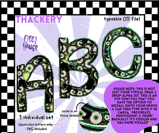 Thackery OTF Font + PNG Alpha Set