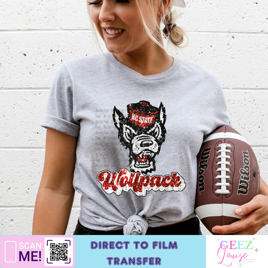 Wolfpack Sequin Football- Direct to Film Transfer - made to order