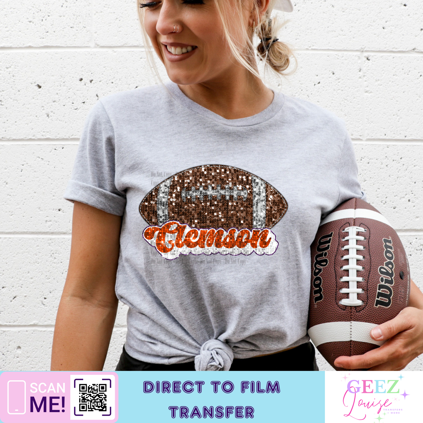 Tigers Sequin Football - Direct to Film Transfer - made to order