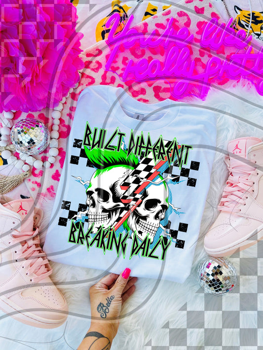 Built Different Breaking Daily – Skull Sublimation PNG