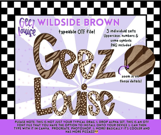 Wildside Brown OTF Font Bundle | Typeable Alpha Font with Extras & PNGs