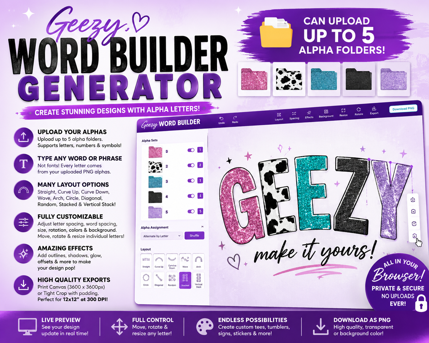 Geezy Word Builder | Create Alpha Words & Phrases in Seconds