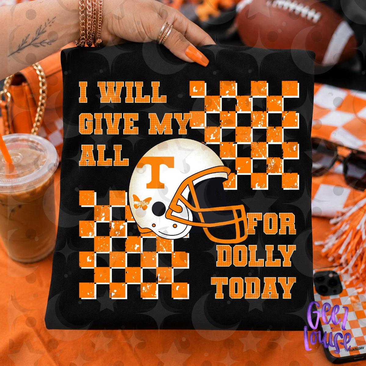 I Will Give My All for Dolly Today Tennessee Football PNG | Orange Checker Game Day Design