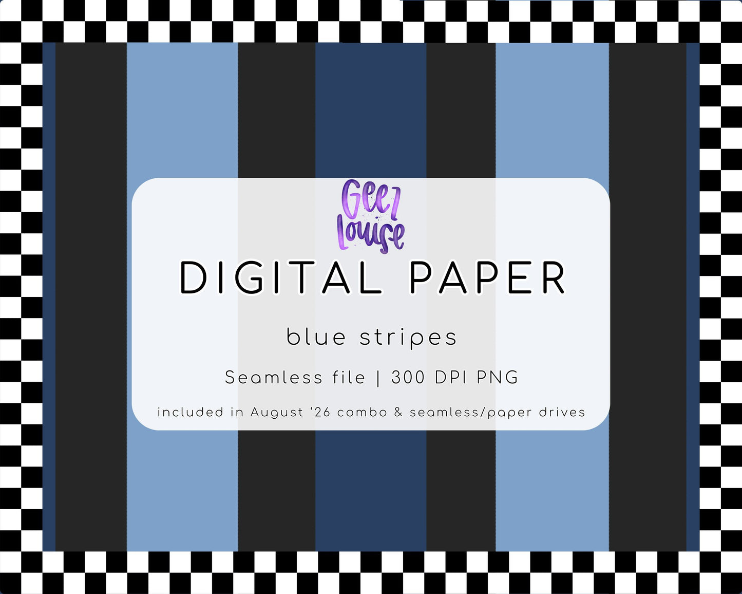 Blue Stripes Seamless Digital Paper PNG | Blue & Black Stripe Background | August 26 Combo & Seamless Drive