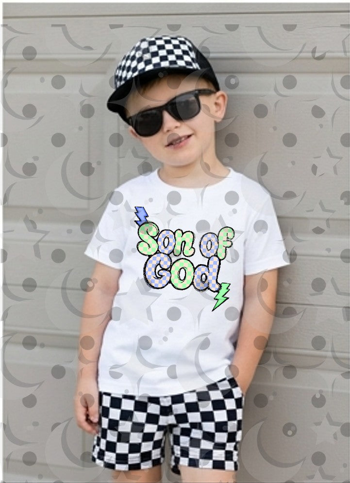 Son of God PNG | Christian Kids Sublimation Design | Pastel Checkerboard Faith Digital Download | August '26 Finished Design Drive