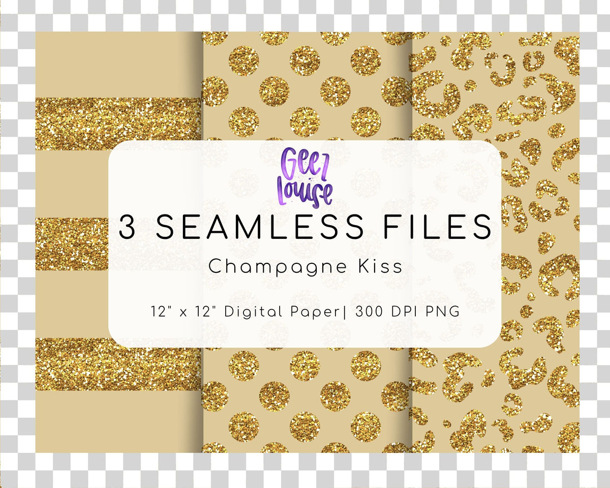 Glitter Seamless Digital Papers | Leopard, Polka Dot & Stripes PNG
