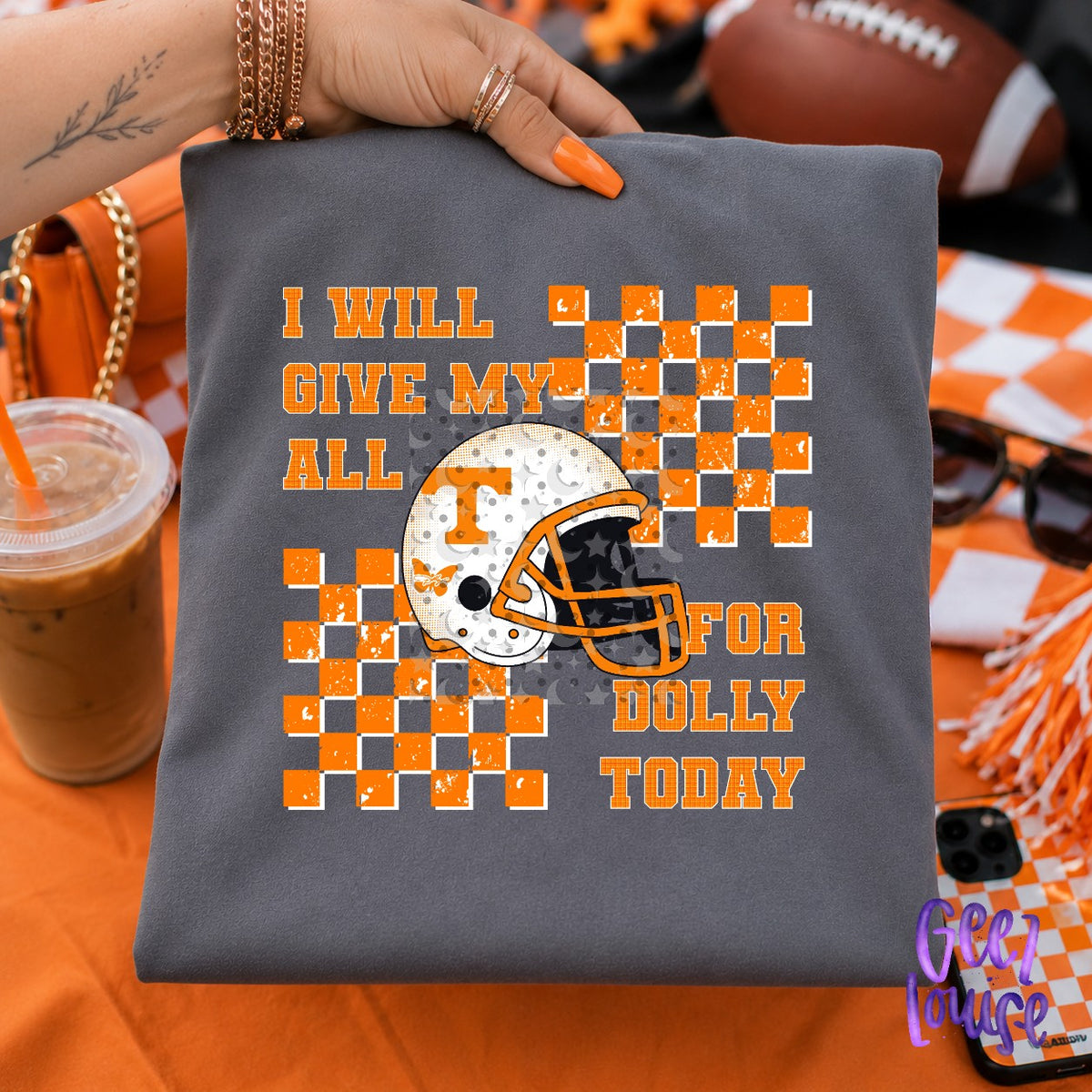 I Will Give My All for Dolly Today Tennessee Football PNG | Orange Checker Game Day Design