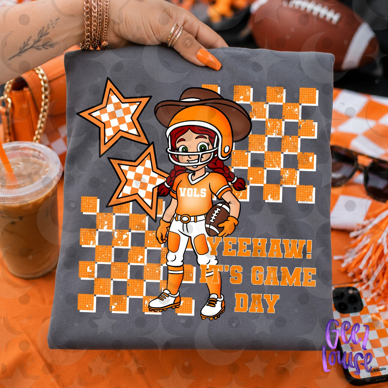 Yeehaw It’s Game Day Football Girl PNG | Orange Western Game Day Design | September 26 No FOMO Drive