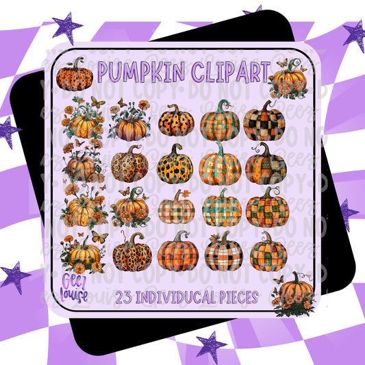 Pumpkin Patch Clipart Set – 23 Fall PNGs