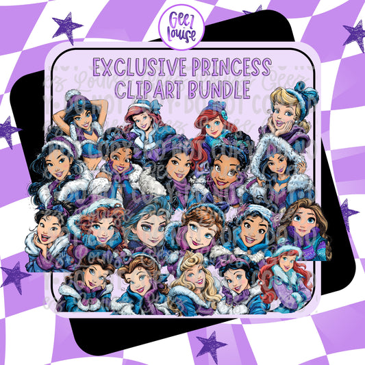Exclusive Princess Winter Clipart Bundle – PNG Digital Download