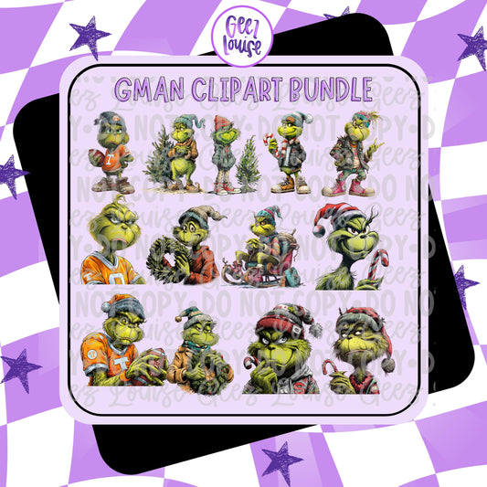 G-Man Christmas Clipart Bundle | Grinch-Inspired Digital Graphics