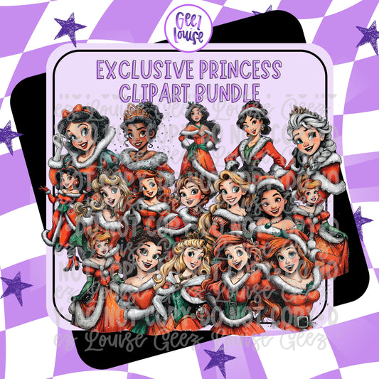 Exclusive Princess Christmas Clipart Bundle – PNG Digital Download
