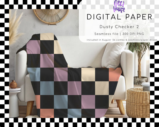 Dusty Checker 2 Seamless Digital Paper PNG | Pastel Buffalo Check Background | August 26 Combo & Seamless Drive