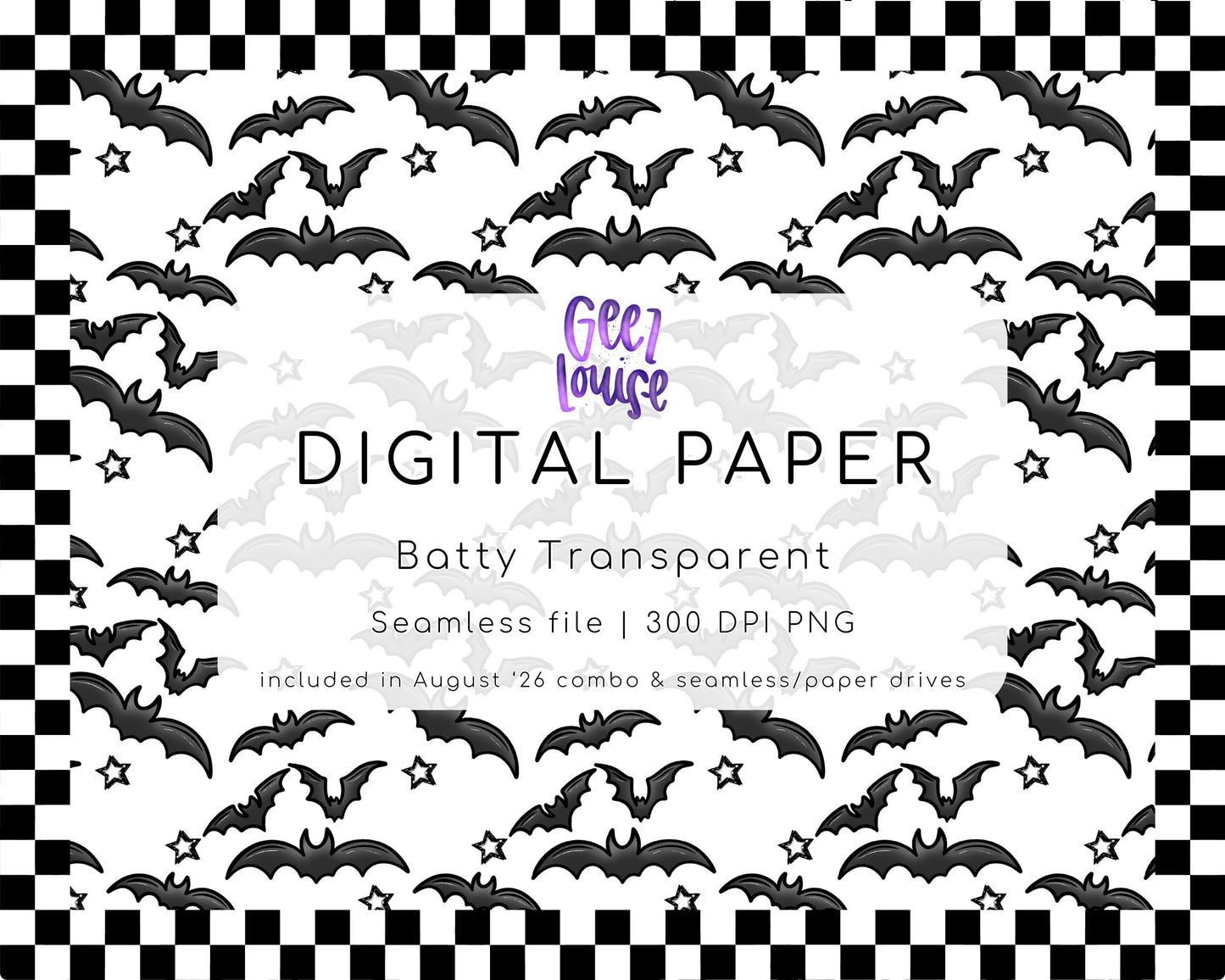 Batty Transparent Halloween Seamless Digital Paper PNG | Black Bats Pattern Background | August 26 Combo & Seamless Drive