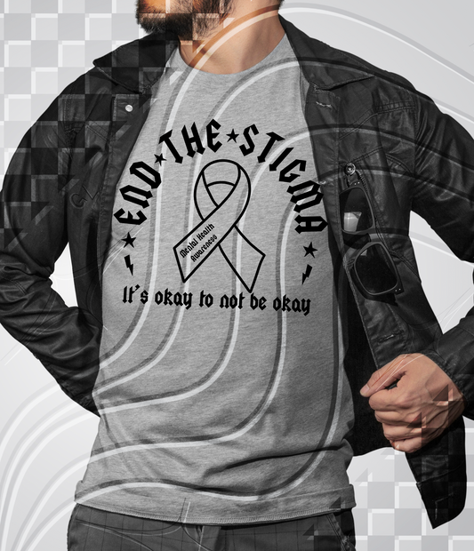 End the Stigma – Mental Health Awareness Ribbon PNG