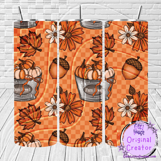 Farm Fresh Pumpkins & Fall Florals 20oz Skinny Tumbler Wrap – Sublimation PNG