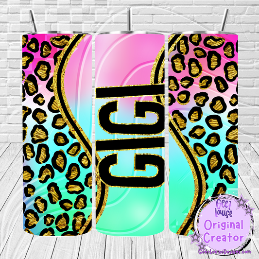 Rainbow leopard tumbler - Digital Download- PNG