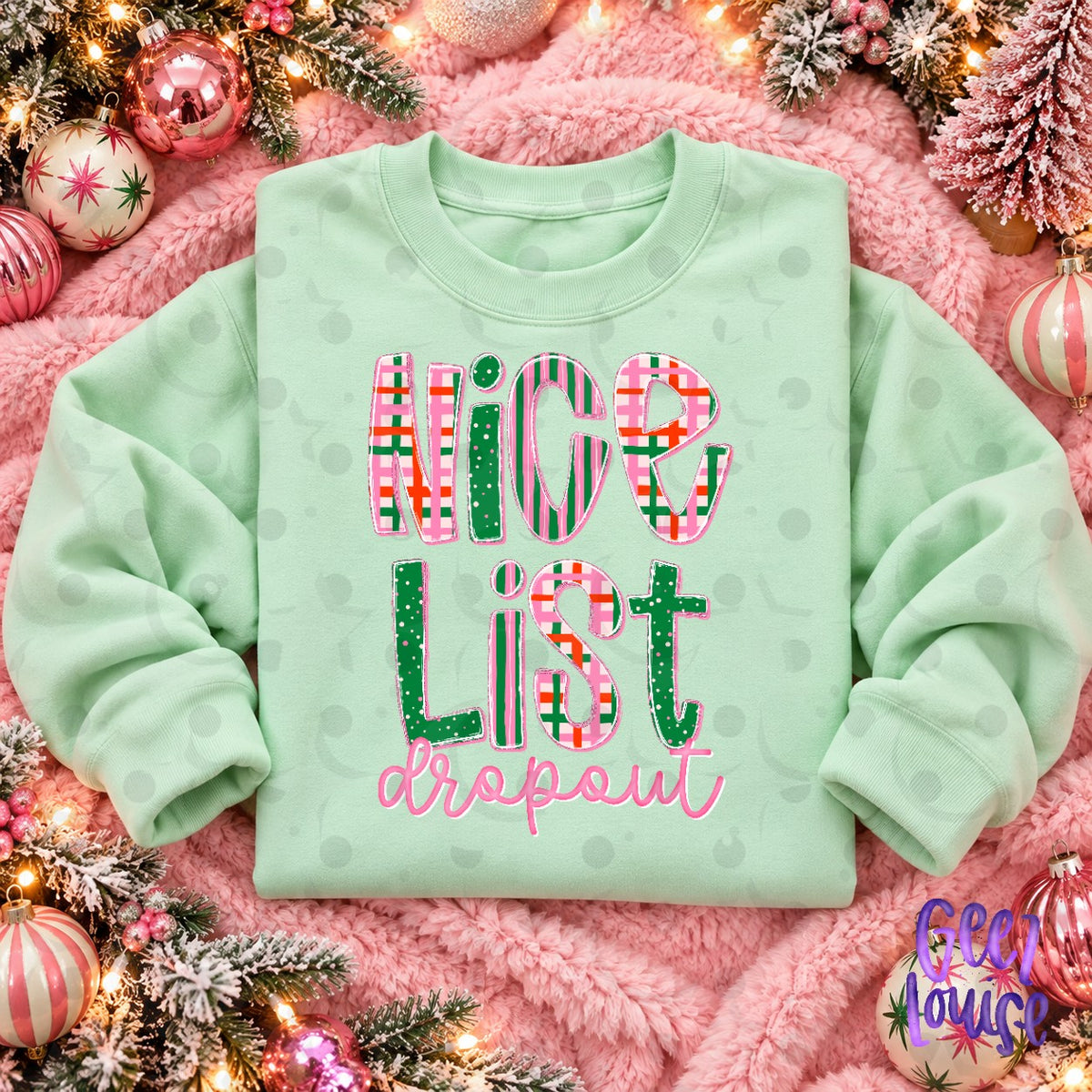 Nice List Dropout Christmas PNG Design
