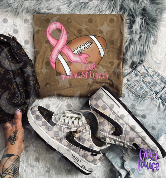 Tackle Breast Cancer PNG | Pink Ribbon Football Breast Cancer Awareness Design
