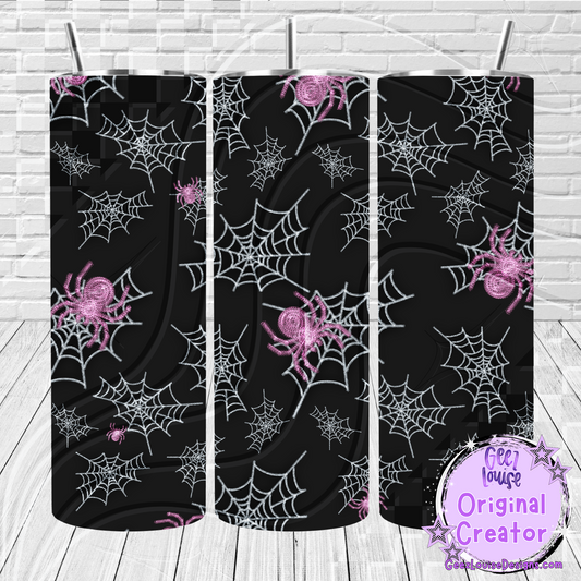 Halloween spider web faux embroidery tumbler - Digital Download- PNG