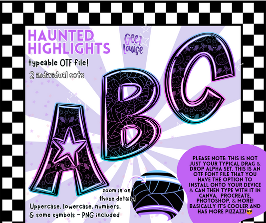 Haunted Highlights Typeable OTF Alpha – 2 Sets Included!