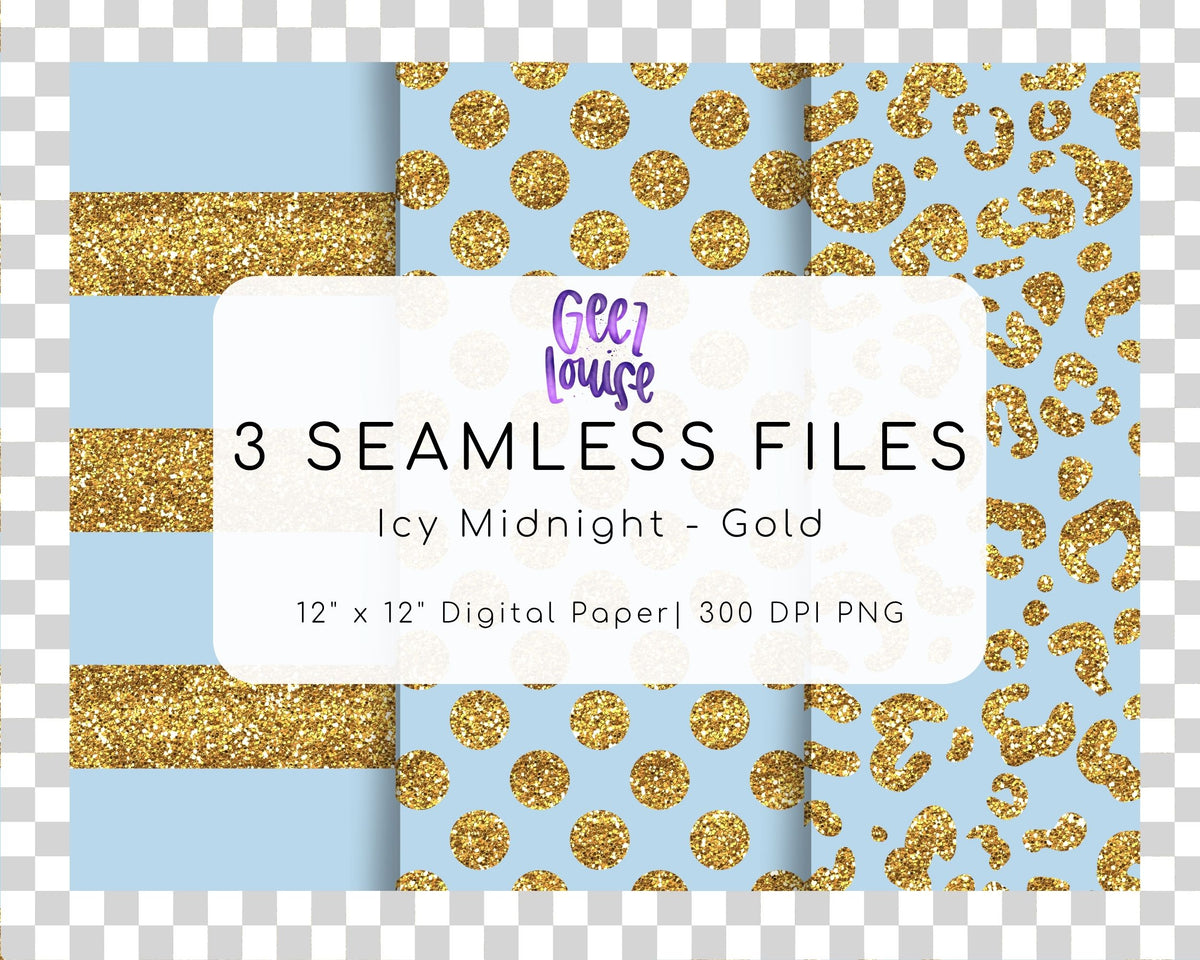 Glitter Seamless Digital Papers | Leopard, Polka Dot & Stripes PNG