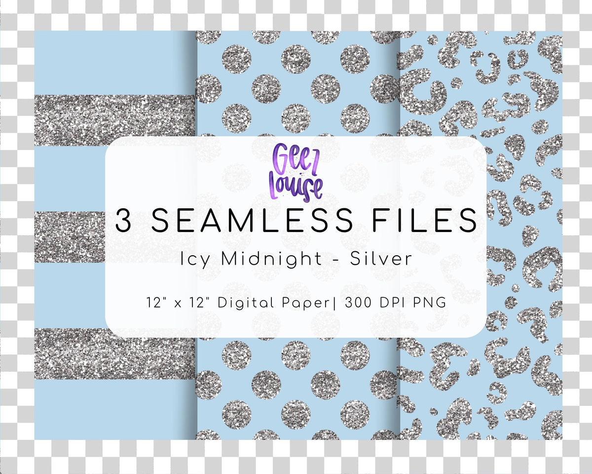 Glitter Seamless Digital Papers | Leopard, Polka Dot & Stripes PNG