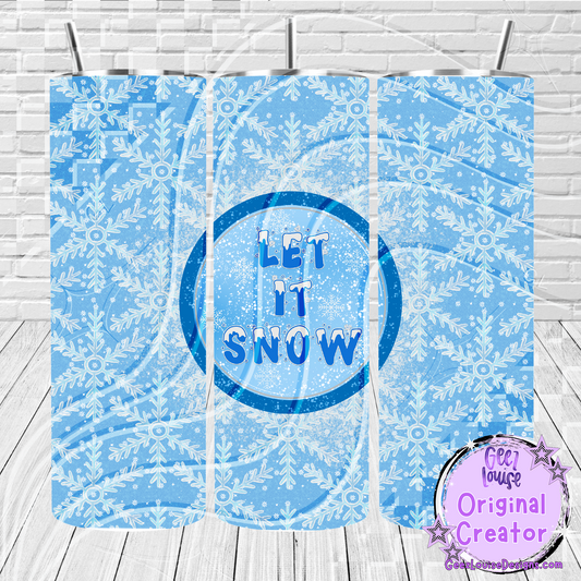 Let It Snow Blue Snowflake Tumbler Design – Winter Sublimation Wrap