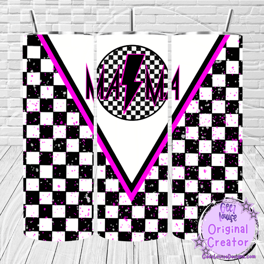 Checkered Lightning Family Tumbler Wraps – Mini, Mama, Dada Variants (20 oz Skinny PNG)