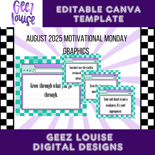 August 2025 Motivational Monday graphics