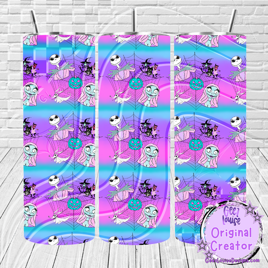Pastel Halloween Tumbler Wrap – Spooky Cute Characters (20 oz Skinny PNG)
