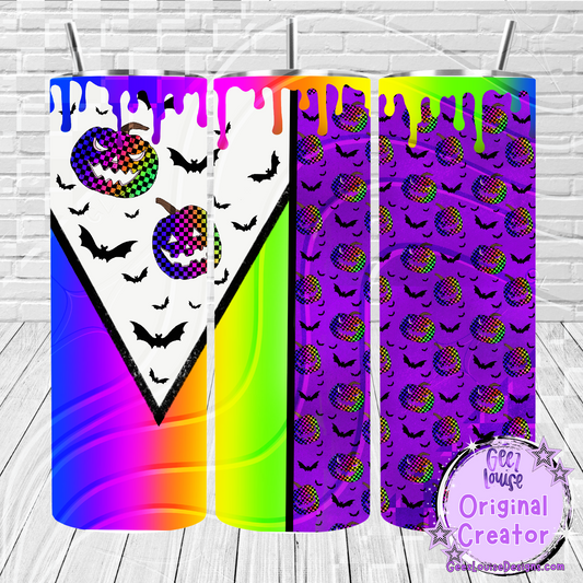 Neon Drip Pumpkins | 20oz Skinny Tumbler Wrap Digital Design