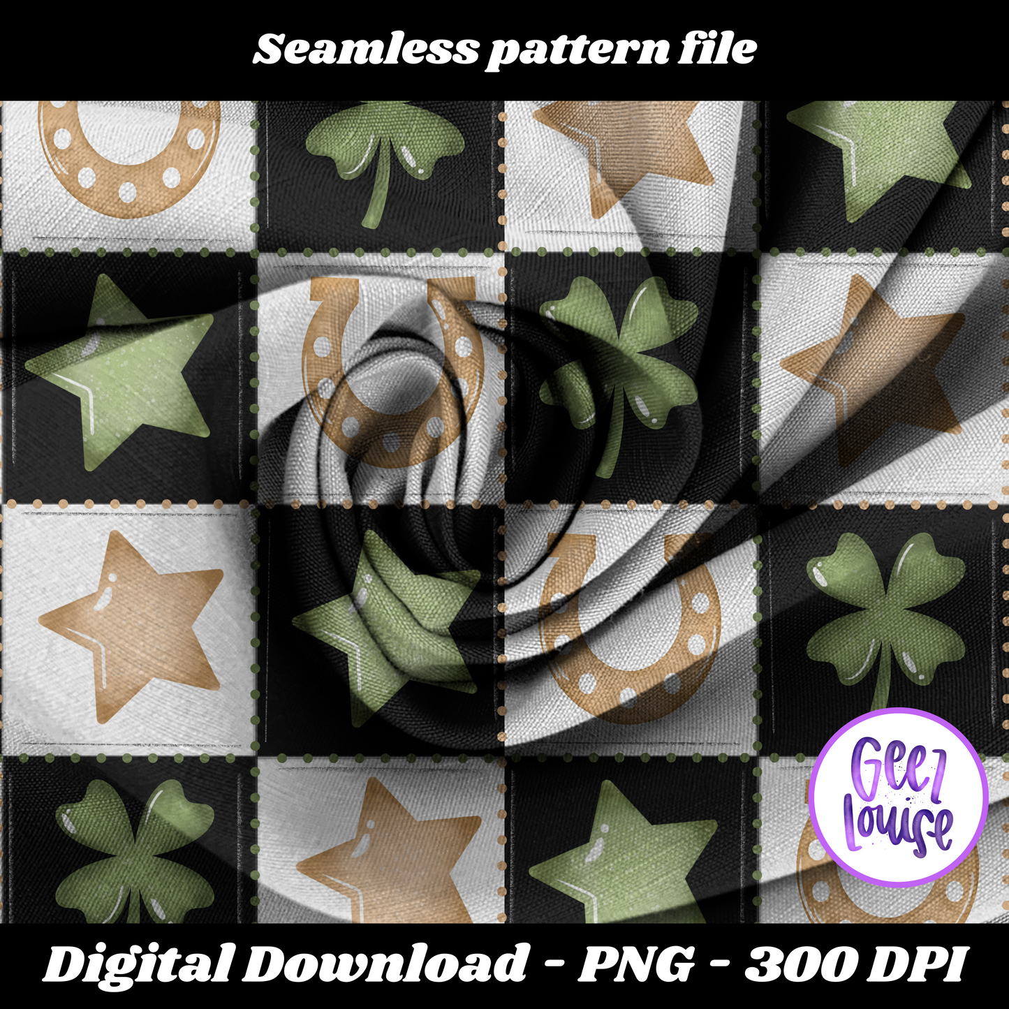 St. Patrick Checkerboard Seamless pattern - Digital Download- PNG