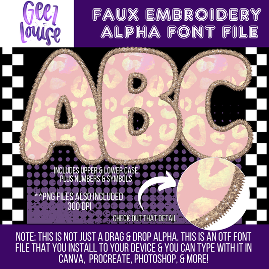 Pink Leopard - TYPEABLE OTF Font - Alpha Set - Digital Download- PNG