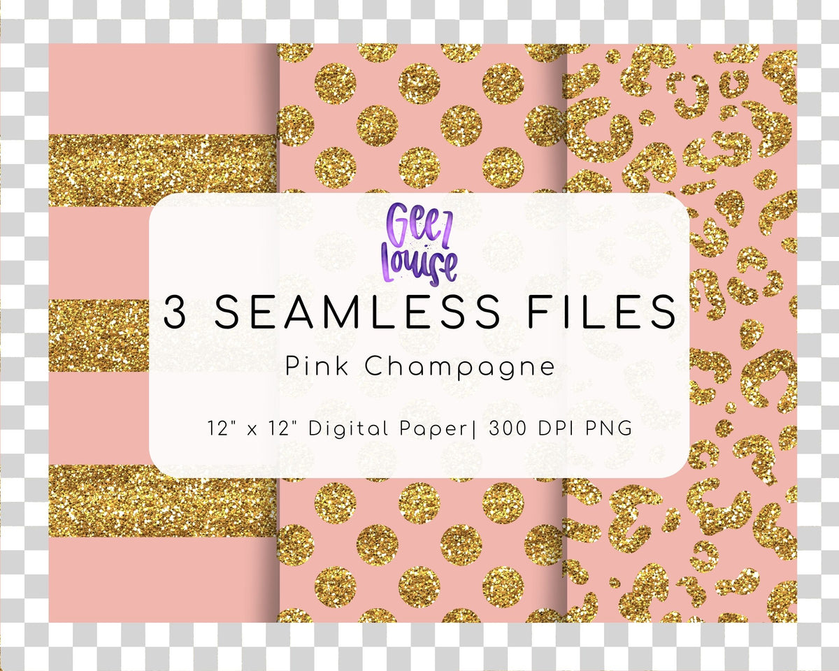 Glitter Seamless Digital Papers | Leopard, Polka Dot & Stripes PNG