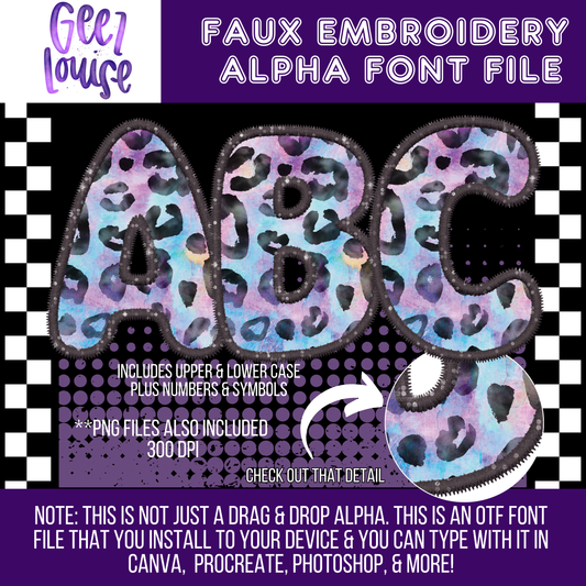 Rainbow leopard - TYPEABLE OTF Font - Alpha Set - Digital Download- PNG