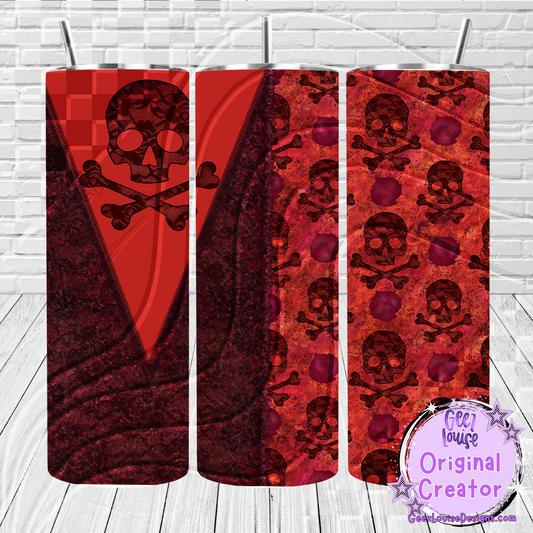 Red Gothic Skull Seamless Tumbler Design – 20oz Digital Download