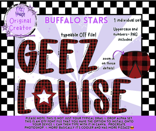 BUFFALO STARS — Typeable OTF Font + PNG