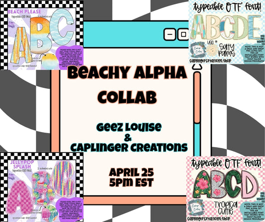 Beach Alpha Collab Bundle with Caplinger Creations - Digital Download- PNG - OTF