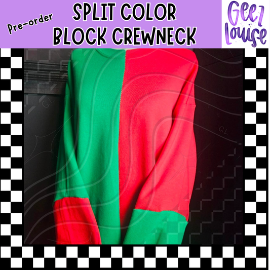 Wholesale Gildan 2-Tone Split Colorblock Crewneck Sweatshirts (Random Color Split)