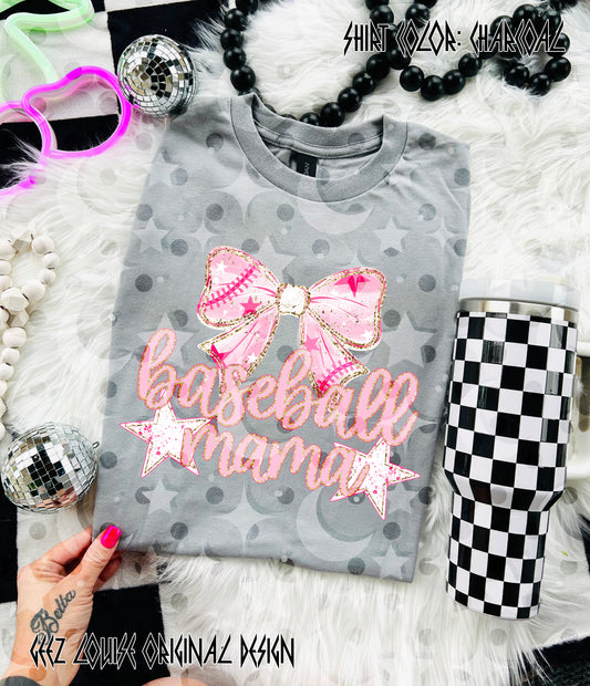 Baseball Mama or mini Bow • Digital Design (PNG)