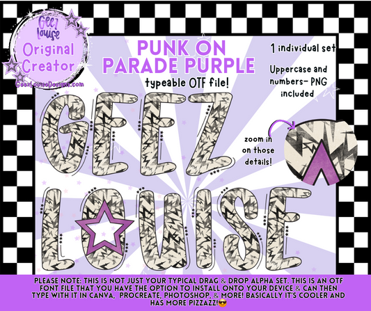 Punk on Parade OTF + PNG Fonts
